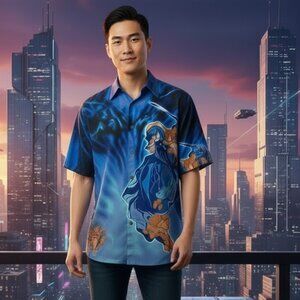 EXCO Jeans Vintage Anime Button Up Shirt